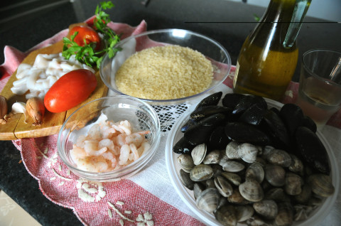 Ingredienti per il risotto ai frutti di mare